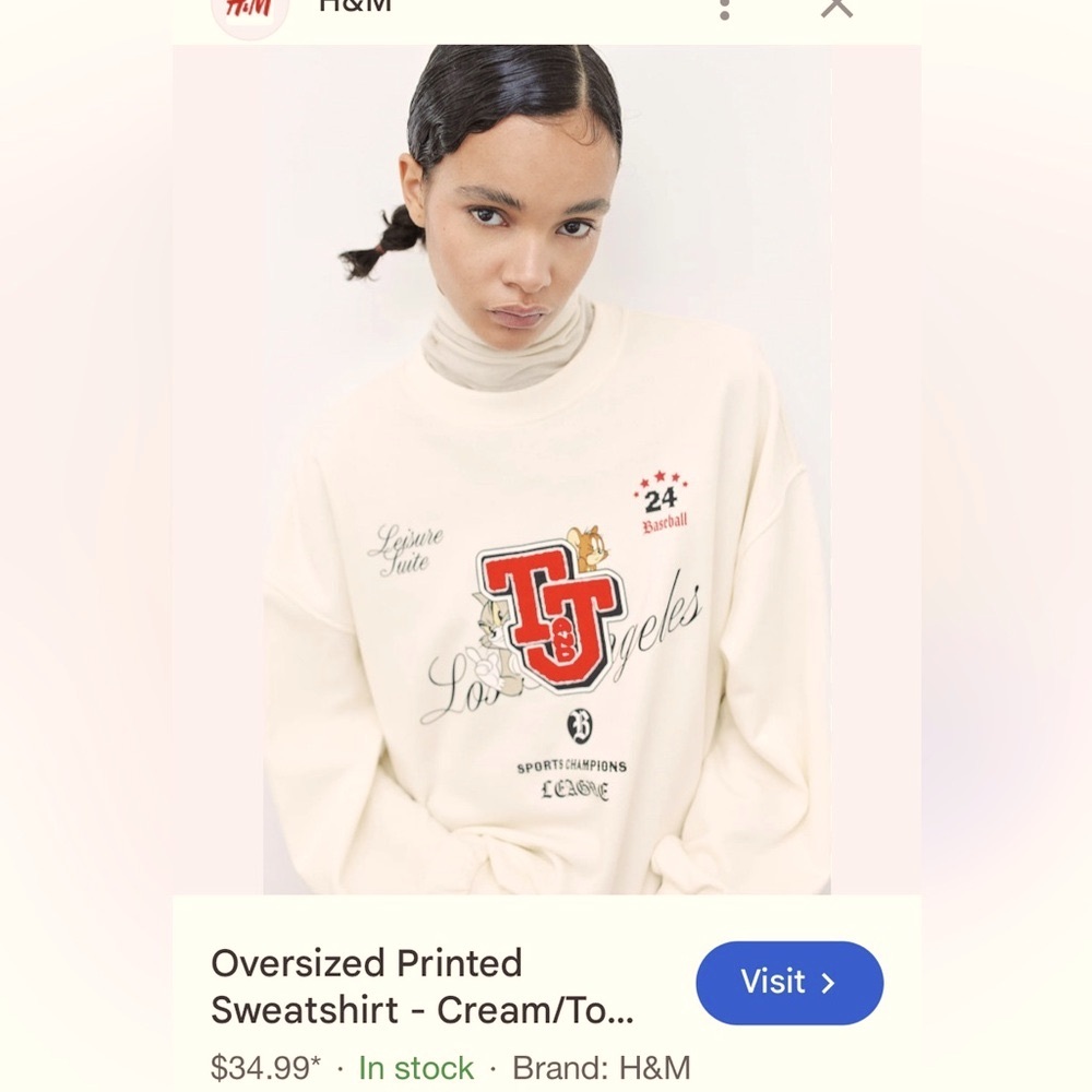 H&M oversize printed sweatshirt, cream, & to .
